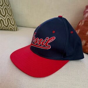 Vintage Deadstock Fossil Blue and Red Logo Cap